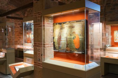 Meteora, Greece - Dec 16, 2019: Museum inside the Varlaam Monastery in Meteora, Greece. 