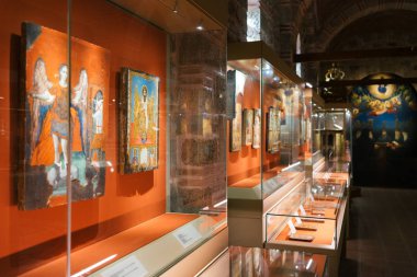 Meteora, Greece - Dec 16, 2019: Museum inside the Varlaam Monastery in Meteora, Greece. 