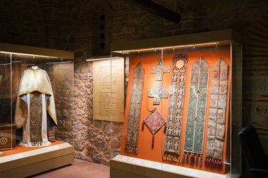 Meteora, Greece - Dec 16, 2019: Museum inside the Varlaam Monastery in Meteora, Greece. 