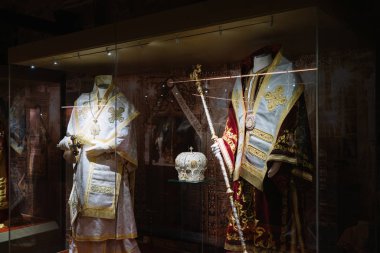 Meteora, Greece - Dec 16, 2019: Museum inside the Varlaam Monastery in Meteora, Greece. 