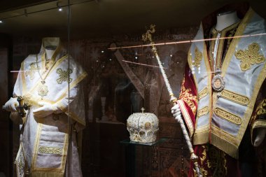 Meteora, Greece - Dec 16, 2019: Museum inside the Varlaam Monastery in Meteora, Greece. 