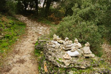 Meteora, Greece - Dec 19, 2019: Hiking path at Meteora,Greece