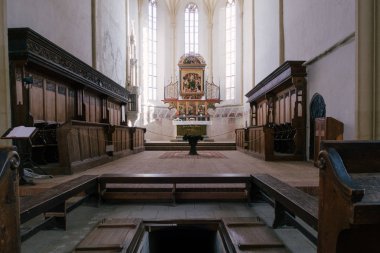 Sighisoara, Romania - Dec 05, 2019: The historical, Gothic, Church on the hill, (Biserica din Deal, German: Bergkirche) in the fortified town of Sighisoara, in Transylvania, Romania, Romania, Mures County, Sighisoara City
