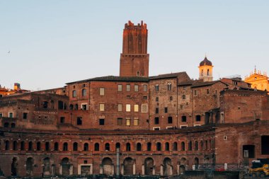 Rome, Italy - Jan 1, 2020: Ruins of Trajan's Forum in Rome, Italy