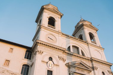 Rome, Italy - Dec 26, 2019:  Piazza di Spagna and Trinita dei Monti church,