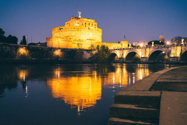 Rzym Włochy Grudnia 2019 Castel Sant Angelo Nocy Rzym Włochy — Zdjęcie stockowe