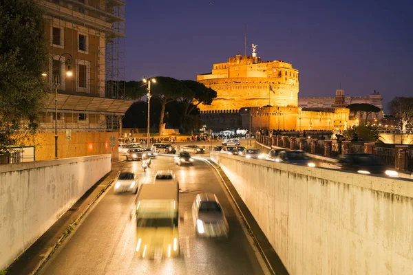 Roma Italia Dic 2019 Castel Sant Angelo Italia Roma Notte — Foto Stock