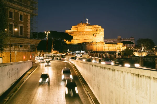 Řím Itálie Prosince 2019 Hrad Sant Angelo Itálii Řím Noci — Stock fotografie