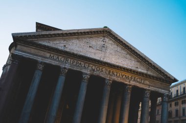 Roma, İtalya - 31 Aralık 2019: Pantheon, Roma, Lazio, İtalya ve Avrupa 'da eski bir Roma tapınağıdır.. 