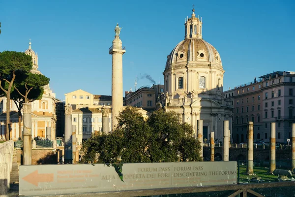 Roma Itália Dezembro 2019 Coluna Trajano Patrimônio Mundial Unesco Fórum — Fotografia de Stock