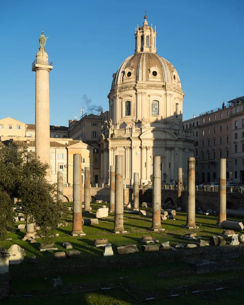 Rome Italië Dec 2019 Trajanuszuil Unesco World Heritage Site Trajanusforum — Stockfoto