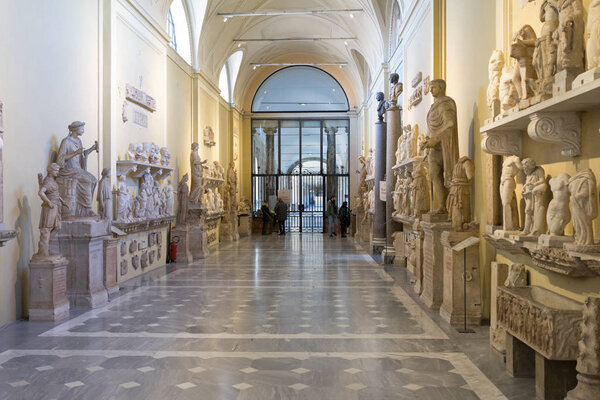 Rome, Italy - Jan 3, 2020: Inside the Vatican Museum. Vatican, Rome, Italy. 