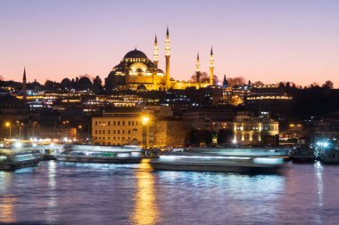 Istanbul, Turkey - Jan 10, 2020: View of the Suleymaniye mosque in Istanbul, Turkey. 