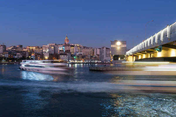 Istanbul Turkey Jan 2020 Ferry Boat Golden Horn Galata Bridge — Stok fotoğraf