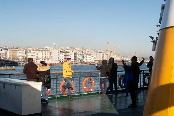 Istanbul Turquie Janv 2020 Tourisme Sur Les Ferries Corne Istanbul — Photo