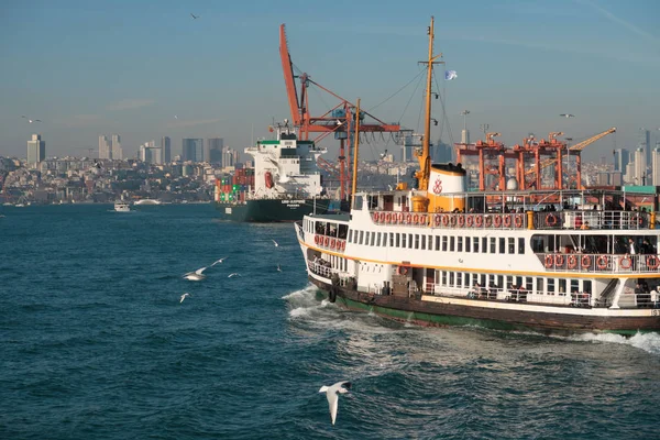 Κωνσταντινούπολη Τουρκία Ιανουαρίου 2020 Ferry Boat Στο Βόσπορο Κωνσταντινούπολη Τουρκία — Φωτογραφία Αρχείου