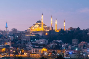 İstanbul, Türkiye - 14 Ocak 2020: Süleyman Camisi, İstanbul 'un Üçüncü Tepesi' nde bulunan bir Osmanlı İmparatorluk camii.