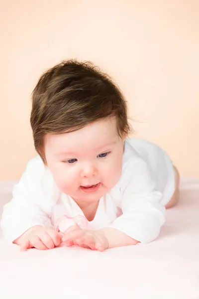 Bright blue eyed 6 month old baby girl — Stock Photo, Image