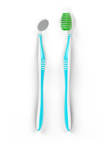 Trademarks Own Design Toothbrush Dental Mirror Illustration — Stock Photo, Image