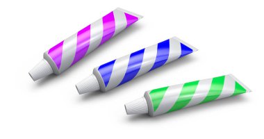 Plastik kozmetik macunu ya da jel tüpü. 3B Görüntü.