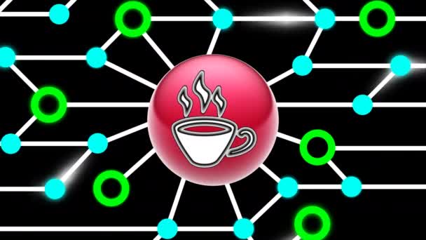 Coffee Icon Circuit Board Looping Footage Illustration — 비디오