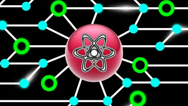 Ikona Atoma Płytce Drukowanej Zapętlam Nagranie Ilustracja — Wideo stockowe