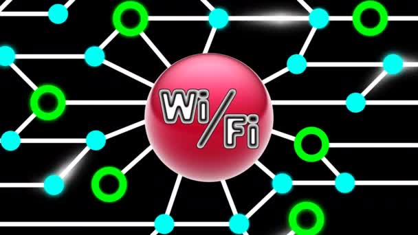 电路板上的Wi Fi图标 循环镜头 说明1 — 图库视频影像