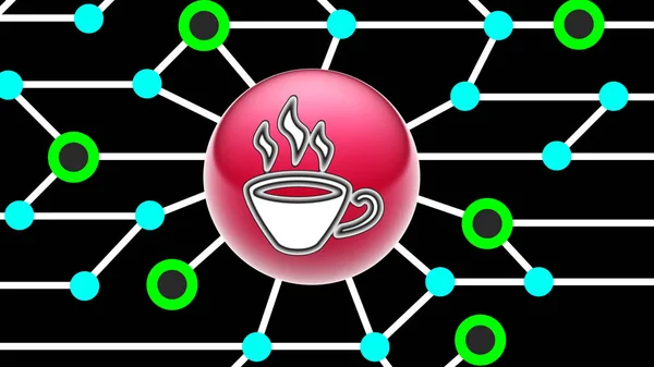 Coffee Icon Circuit Board Illustration — Stock Photo, Image