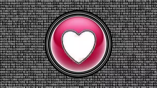 Heart Icon Binary Code Array Bits Screen Looping Footage Illustration — Stock Video