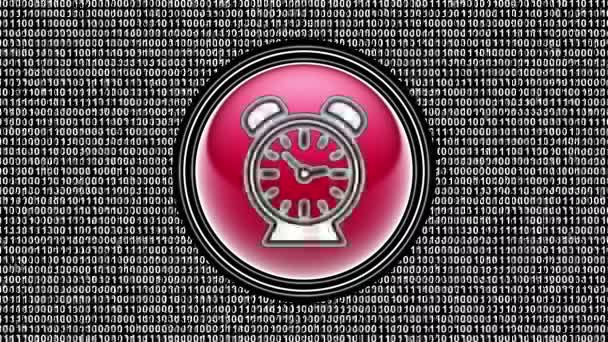 Clock Icon Binary Code Array Bits Screen Looping Footage Illustration — Stock Video