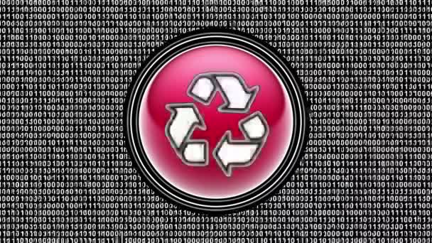 Піктограма Переробки Двійковий Код Сигнал Бітів Екрані Циклічні Кадри Ілюстрація — стокове відео