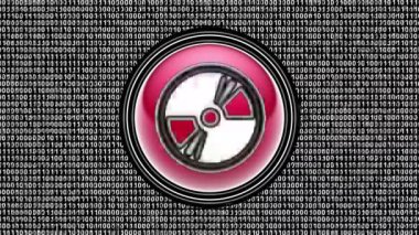 Disk simgesi. Ekranda ikili kod (bit dizisi). Görüntü döngüsü. Görüntü.