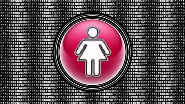 Female Icon Binary Code Array Bits Screen Looping Footage Illustration — Stock Video