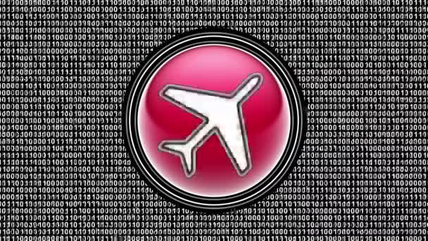 Піктограма Польоту Двійковий Код Сигнал Бітів Екрані Циклічні Кадри Ілюстрація — стокове відео