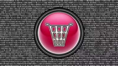 Çöp kutusu simgesi. Ekranda ikili kod (bit dizisi). Görüntü döngüsü. Görüntü.