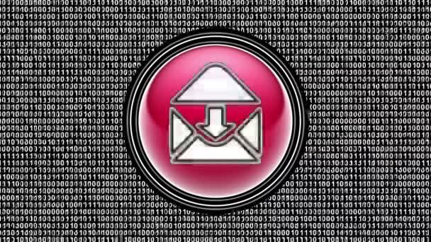 Иконка Электронной Почты Двоичный Код Массив Битов Экране Зацикленные Кадры — стоковое видео