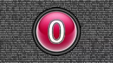 Sıfır. Ekranda ikili kod (bit dizisi). Görüntü döngüsü. Görüntü.