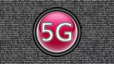 Kablosuz mobil telekomünikasyon teknolojisinin beşinci nesli. Ekranda ikili kod (bit dizisi). Görüntü döngüsü. Görüntü.