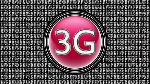 Tercera Generación Tecnología Telecomunicaciones Móviles Inalámbricas Código Binario Matriz Bits — Vídeos de Stock
