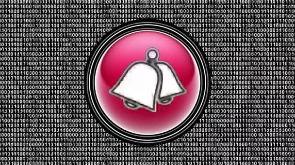 Ícone Bell Código Binário Array Bits Tela Filmar Ilustração — Vídeo de Stock