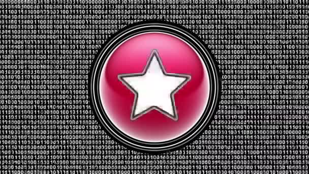 Star icon. Binary code ( array of bits ) in the screen. Looping footage. Illustration.