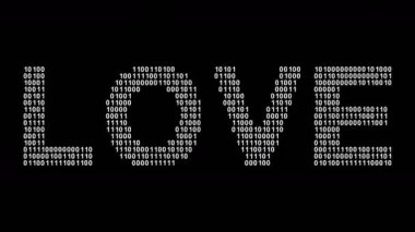 Sevgi. Ekranda ikili kod var. Görüntü döngüsü. Görüntü.