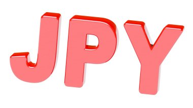 Beyaz arka planda Japonca yen işareti. 3d Görüntü.