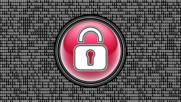 Lock Icon Binary Code Array Bits Screen Illustration — Stock Photo, Image