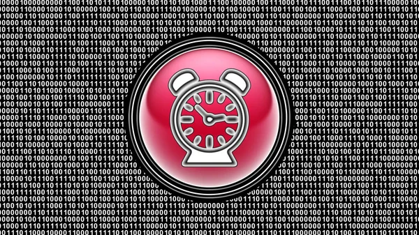 Uhr Symbol Binärcode Bit Array Auf Dem Bildschirm Illustration — Stockfoto