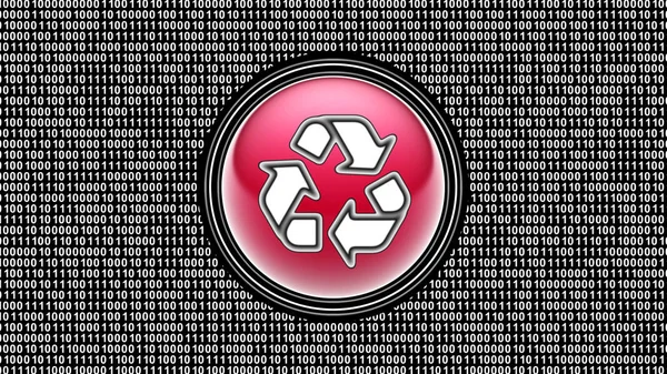 Recycling Symbol Binärcode Bit Array Auf Dem Bildschirm Illustration — Stockfoto