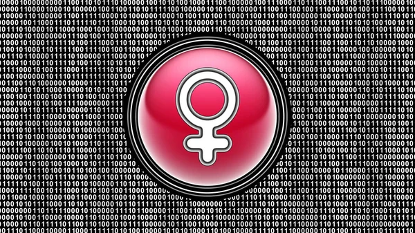 Жіноча Ікона Двійковий Код Сигнал Бітів Екрані Ілюстрація — стокове фото