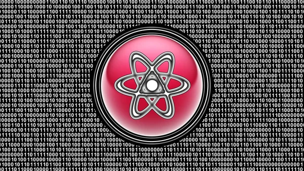 Atom Symbol Binärcode Bit Array Auf Dem Bildschirm Illustration — Stockfoto