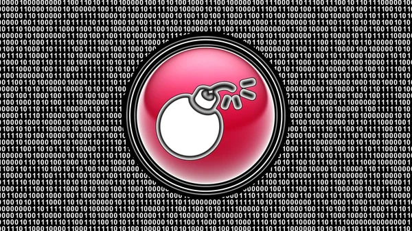 Значок Бомби Двійковий Код Сигнал Бітів Екрані Ілюстрація — стокове фото