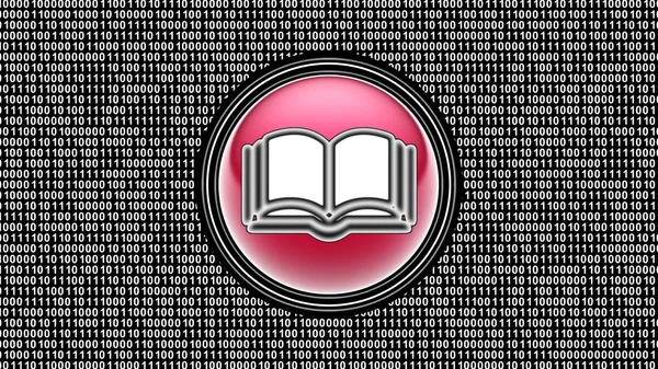 Book Icon Binary Code Array Bits Screen Illustration — Stock Photo, Image